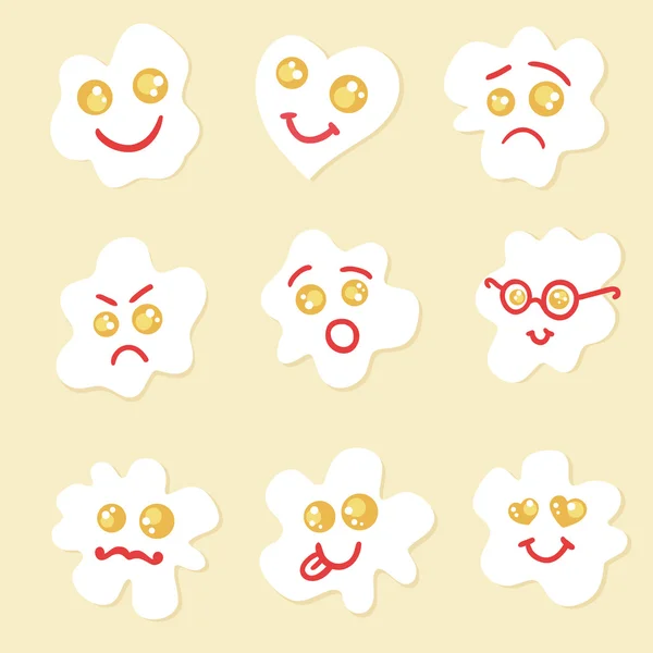 Τηγανητά αυγά emoticons. — Διανυσματικό Αρχείο