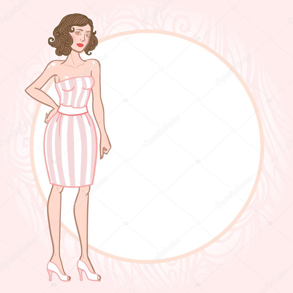 Vintage girl in striped dress