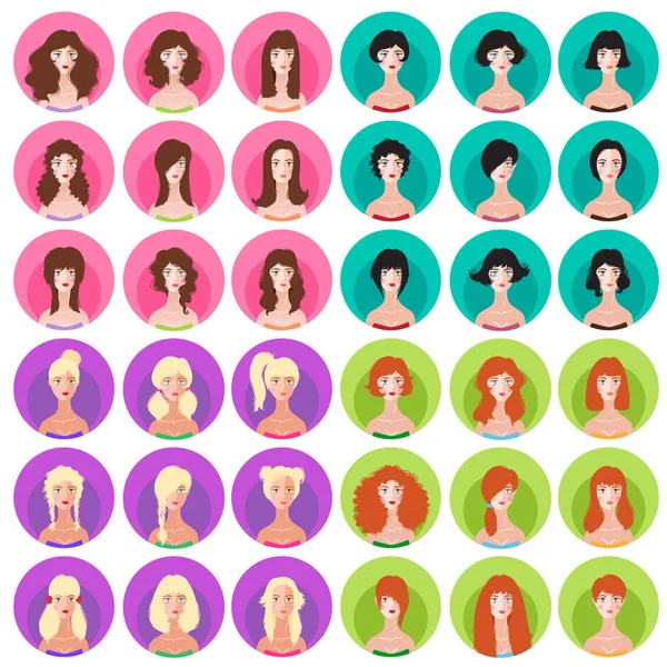 Zestaw ikon fryzurę kobieta — Wektor stockowy