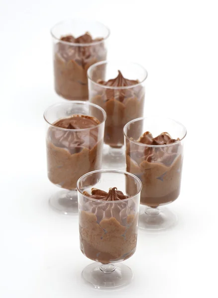 Chocolate mousse in portions — Stock Photo, Image