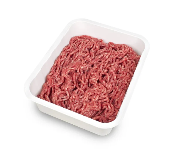 Мясо в пластиковой коробке — стоковое фото