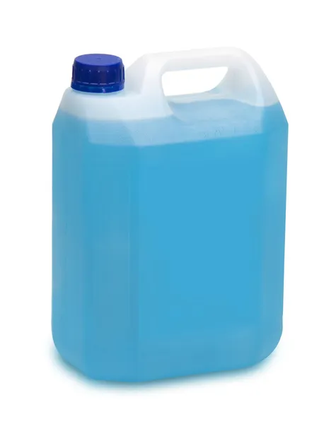 Liter blauwe wasmiddel Rechtenvrije Stockfoto's