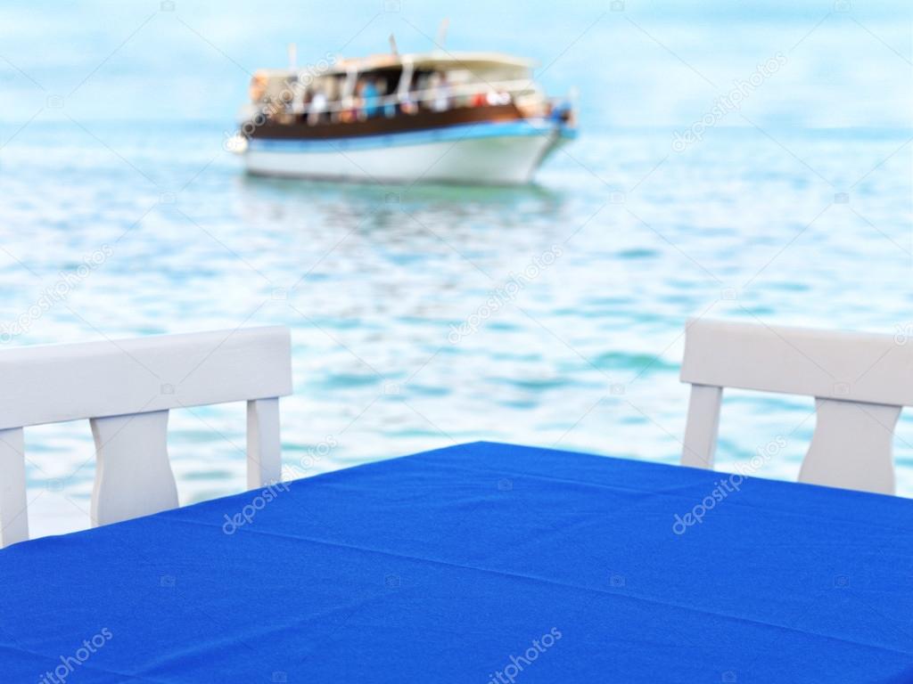 table nearby the sea