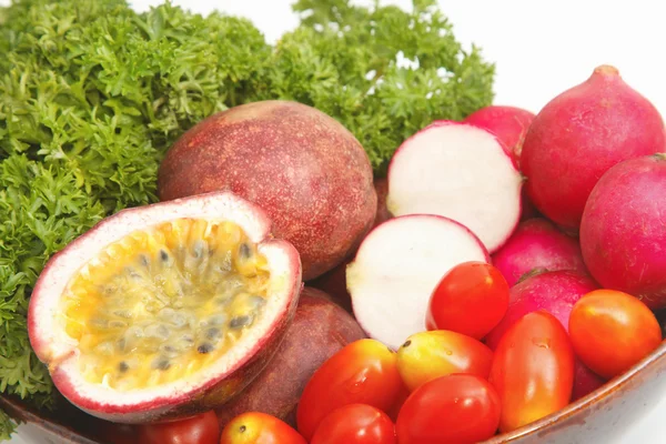 Mélanger fruits et légumes, aliments sains — Photo