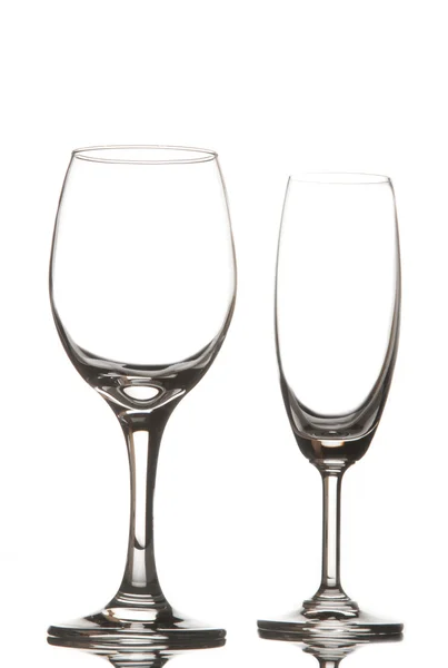 Empty wine glass and champagne glass — Stock Photo, Image