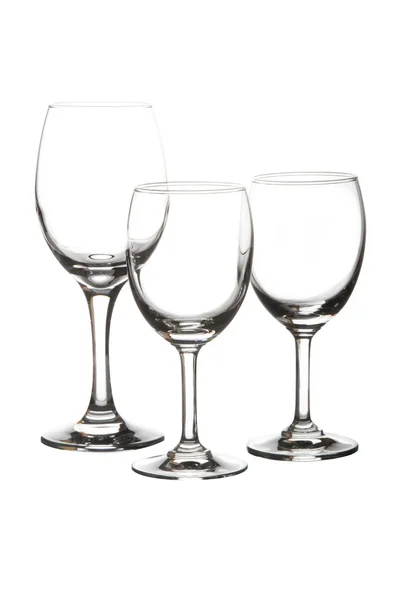 Trzy puste kieliszki do wina — Zdjęcie stockowe