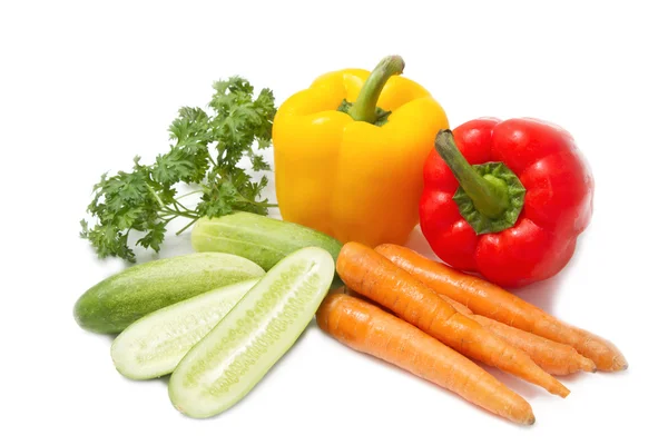 Barevné zeleniny, složku potraviny na bílém pozadí — Stock fotografie