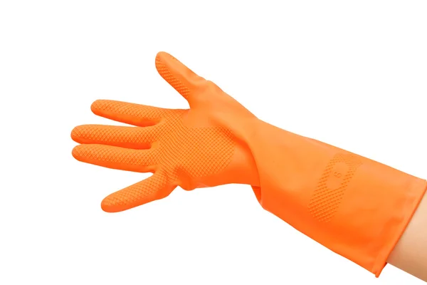 Hand with orange on white background — Stock Photo, Image