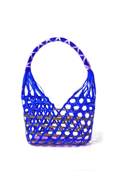 Empty Colorful Wicker Basket (hand made) — Stock Photo, Image