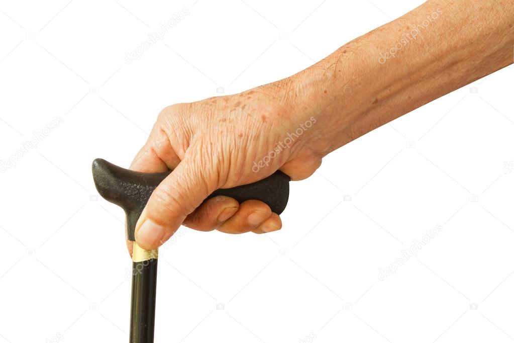 senior man holding a cane