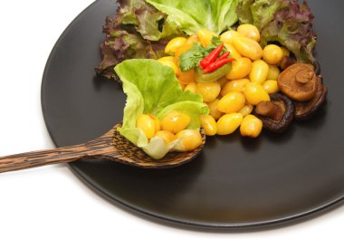 vejeteryan yemekler, ginkgo tohumu mantar ile