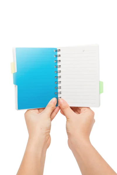 Hand holding a notebook — Stock Photo, Image