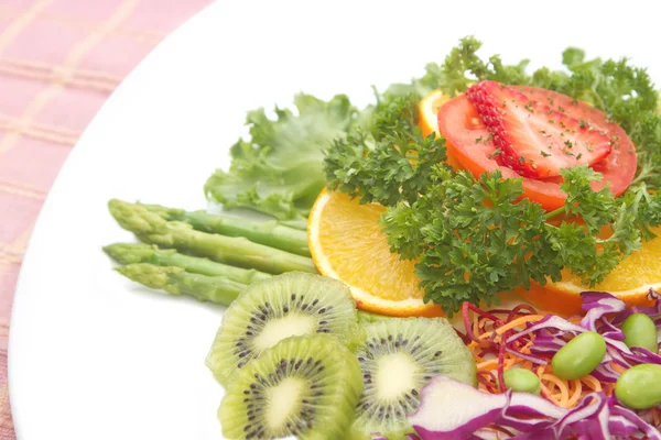 Закрыть фруктовый салат, вегетарианский и фруктовый салат — стоковое фото