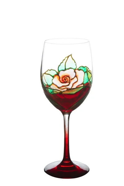 Piękne Malarstwo witrażowe szkło wino — Zdjęcie stockowe