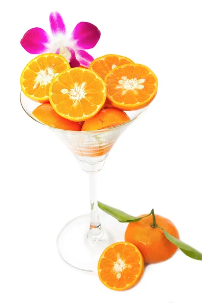 Oranges slice in cocktails glass on white background — Stock Photo, Image