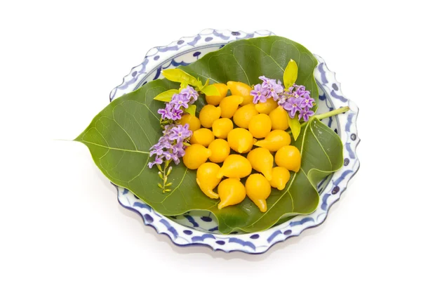 Thai dessert ,thai sweets on the lai thai dish — Stock Photo, Image