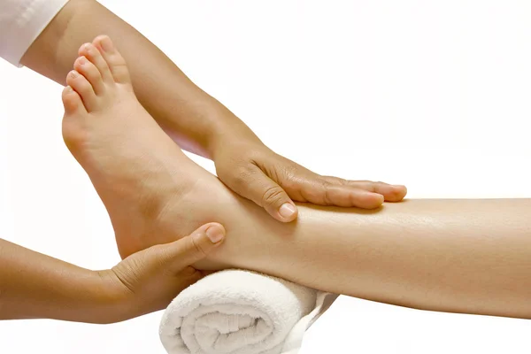 Foot massage, spa foot oil treatment. — Stock Photo, Image