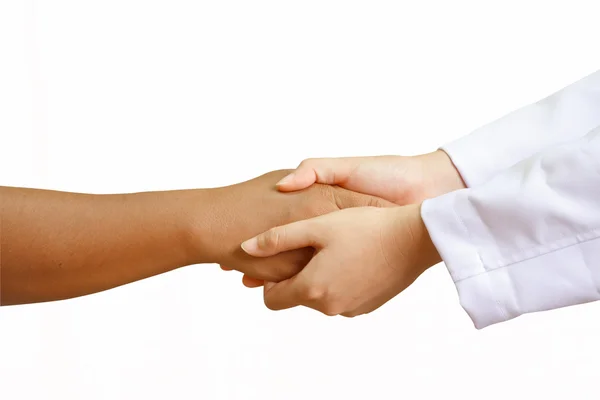 Doctor Holding Hands with a woman patient — Stock Photo, Image