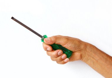 elinde tornavida tutan