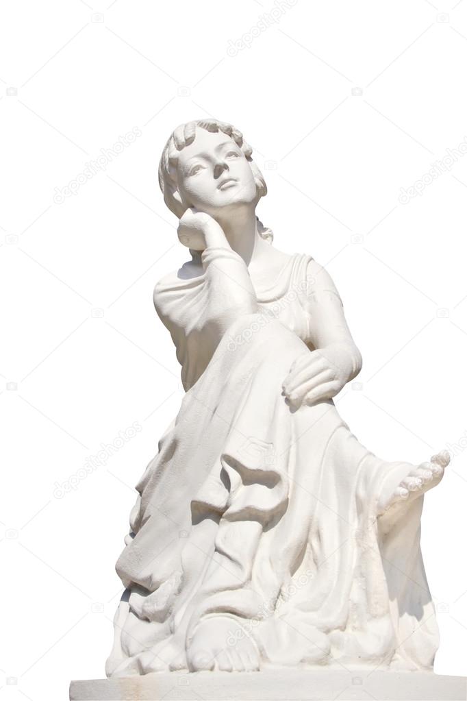 statue of young female isolated over white