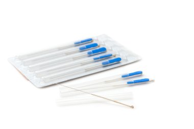 Acupuncture needles on isolate clipart
