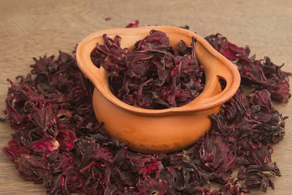 Dried roselle (Hibiscus sabdariffa) , Hibiscus roselle tea — Stock Photo, Image