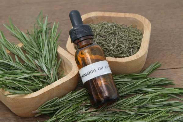 Rosemary herb and aromatherapy essential oil dropper bottle ,for spa treatment — Stock Photo, Image