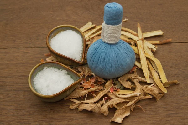 Herbal compress ball for spa aroma treatment — Stock Photo, Image