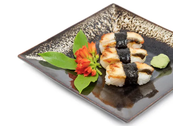 Sushi de enguia. Isolado em branco — Fotografia de Stock