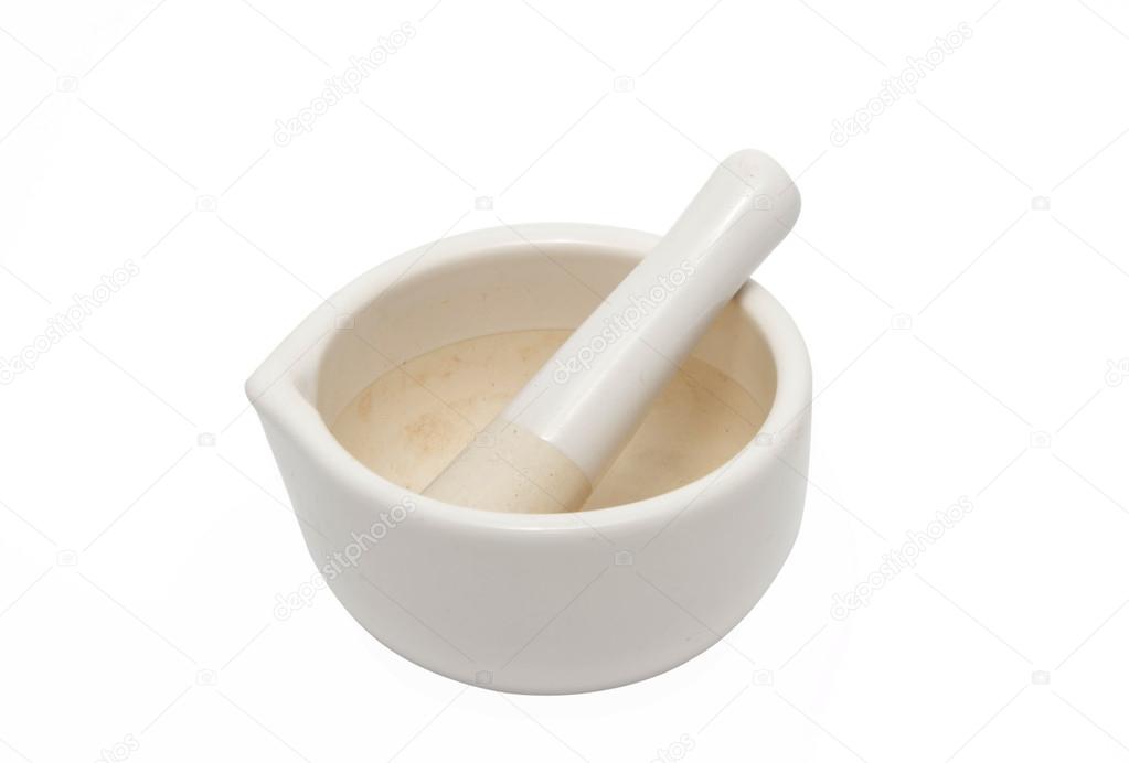White mortar and pestle