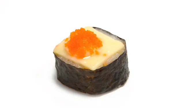 Garnélarák tojás, sajt-sushi, Japán étel — Stock Fotó