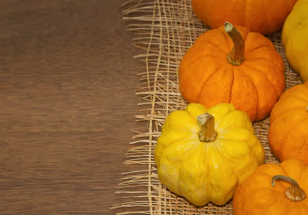 Small pumpkin on the wooden background — Stock Photo, Image