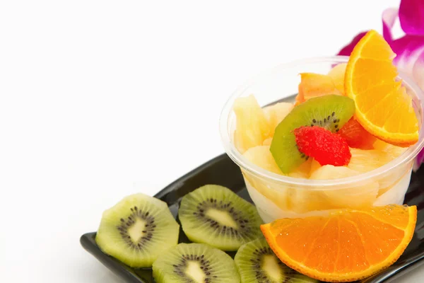 Pudding fruit salad , fusion dessert — Stock Photo, Image