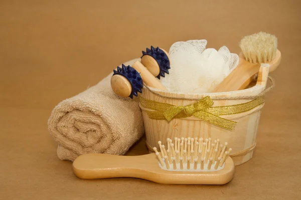 SPA and sauna accessories,Bathroom cleaning set — Stock Photo, Image