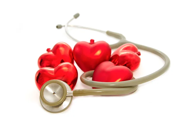 Red heart and a stethoscope — Stock Photo, Image