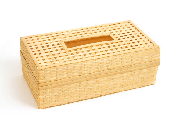 Hedvábného papíru krabice od bambusu proutěný — Stock fotografie