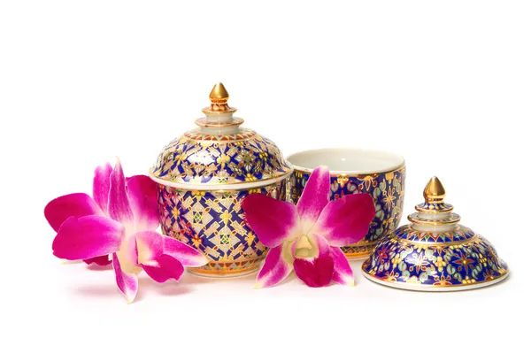 Традиционный тайский пятицветный знаменитый фарфор — стоковое фото