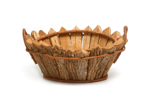 Alqueire de madeira, cesta vazia — Fotografia de Stock