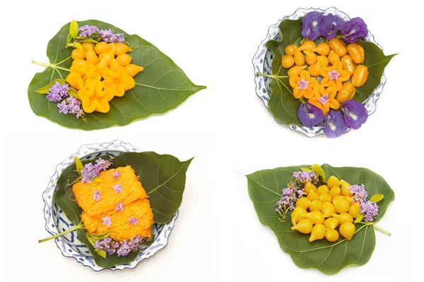 Verschiedene asiatische Desserts, hergestellt aus Bohnenpaste, Eierjoch fudge ba — Stockfoto