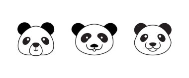 Sevimli panda yüz. Vektör çizim ayı panda. Logo tasarım şablonu. Hayvan logo kavramı simgesi .