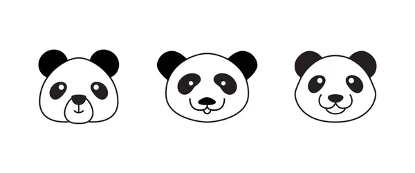 Logotipo do ícone do vetor de desenho de rosto de panda bonito isolado em  branco