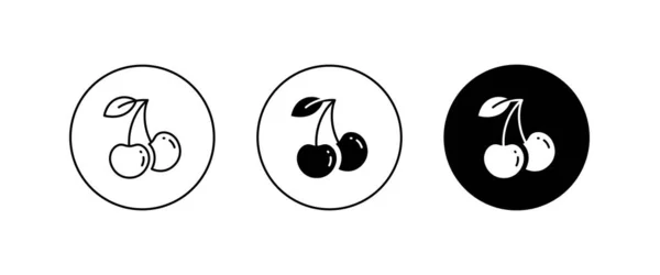 Cseresznye Vonal Ikon Vektor Gyümölcs Illusztráció Friss Egészséges Cseresznye Szimbólum — Stock Vector