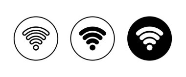 WIFI simge seti, kablosuz internet Wi Fi simgeleri, düğme, vektör, işaret, sembol, logo, illüstrasyon, düzenlenebilir vuruş, düz tasarım biçimi beyaz çizgisel piktogramda izole edildi