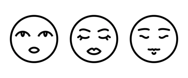 Weibliches Gesicht Weibliches Frontgesicht Avatarsymbol Frauenprofil Emoji — Stockvektor