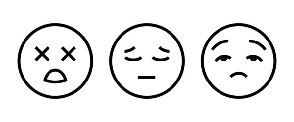 Піктограма Лінії Обличчя Сумне Обличчя Закритими Очима Розчарований Боляче Або — стоковий вектор
