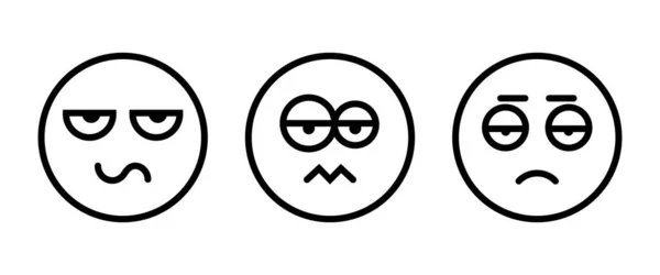 顔の線のアイコン 目を閉じて悲しい顔 がっかりしたり 傷つけたり 孤独な感情 顔の表情ボタン ベクトル イラスト 編集可能なストローク フラットデザインスタイル — ストックベクタ