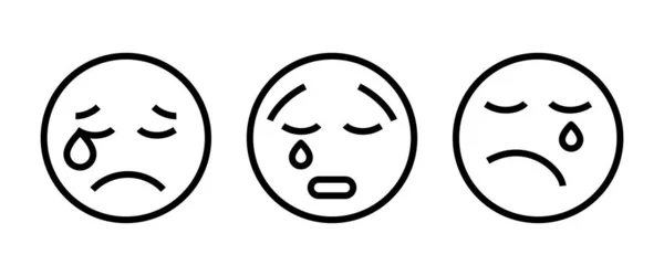 Sad Crying Smiley Face Character Tears Streaming His Face Crying — Stock Vector