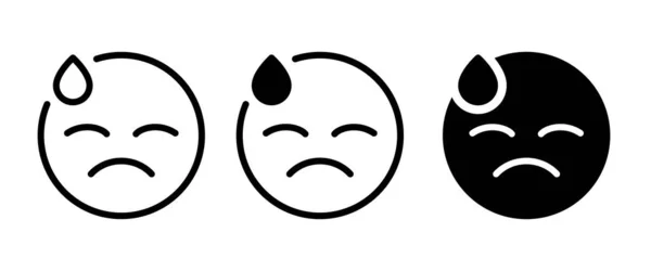 Κουρασμένο Ιδρωμένο Πρόσωπο Emoticon Εικονίδιο — Διανυσματικό Αρχείο