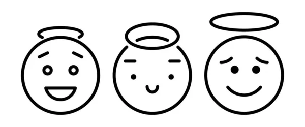 Angel Face Line Icon Devil Emoticon Icon Button Vector Sign — Stock Vector