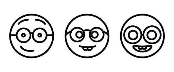 Nerd Cara Emoji Icono Inteligente Emoticono Con Vidrios Menudo Utiliza — Vector de stock